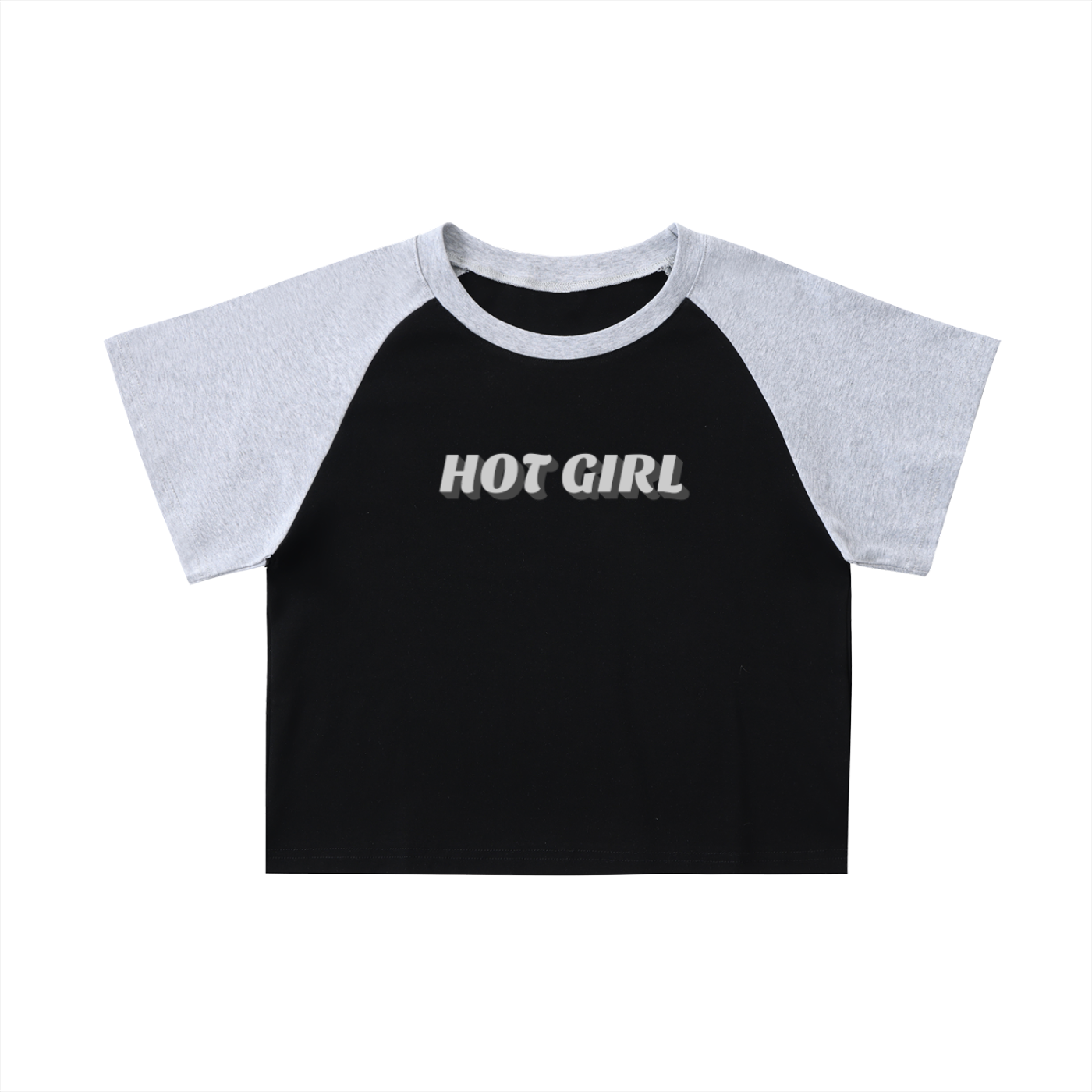 Color-Blocked Raglan Sleeve Crop Top