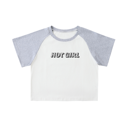 Color-Blocked Raglan Sleeve Crop Top